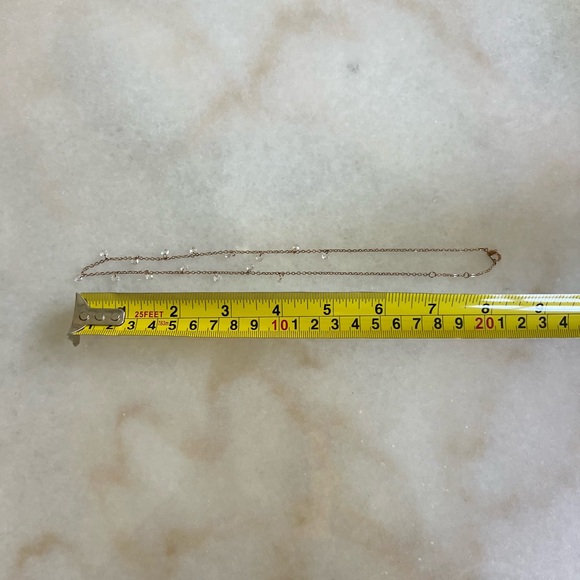 Rose Gold Crystal Beaded Drop Necklace Dainty Minimalist Classic Style - Picture 3 of 3